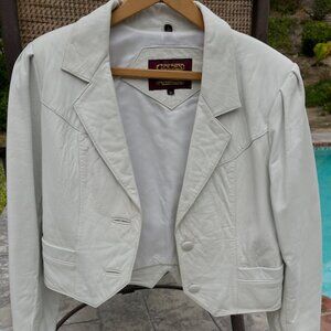 Vintage late 80s/early 90s white leather jacket